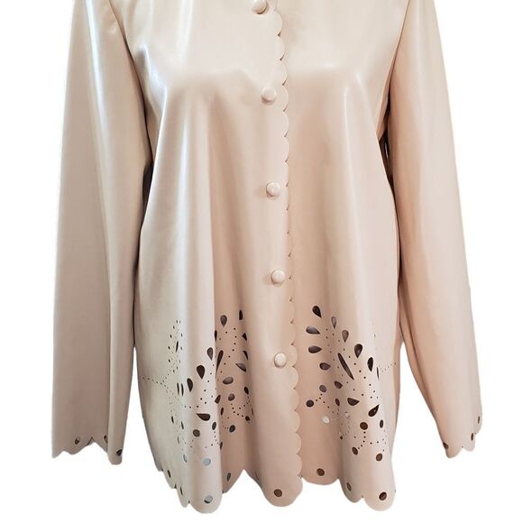 Marc New York Faux Leather Laser Cut LS Button Down Top SMALL - Picture 4 of 15